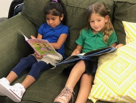 Reading together on the couch