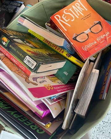 A bag full of donated books