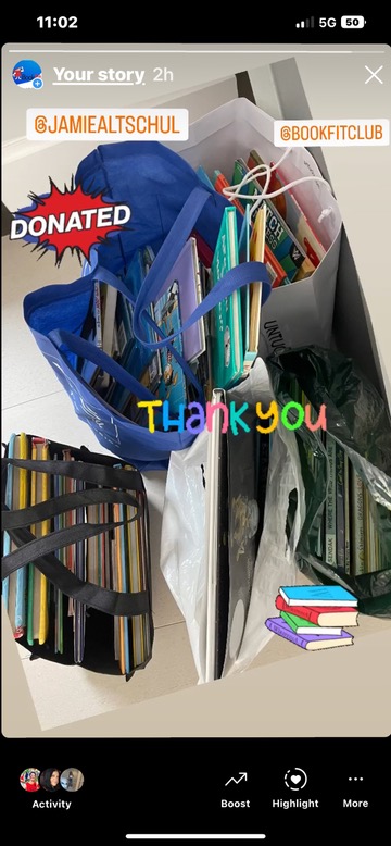 Books collected and ready to donate
